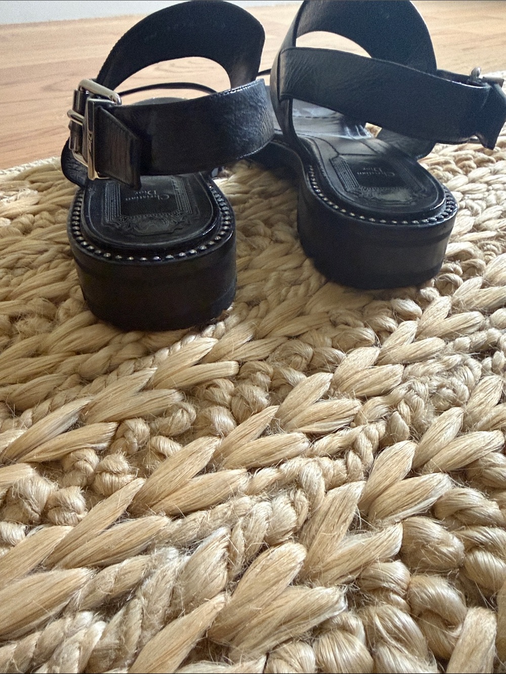 Dior Black Leather Studded Strap Sandals with Ankle Buckle - Picture 4 of 6